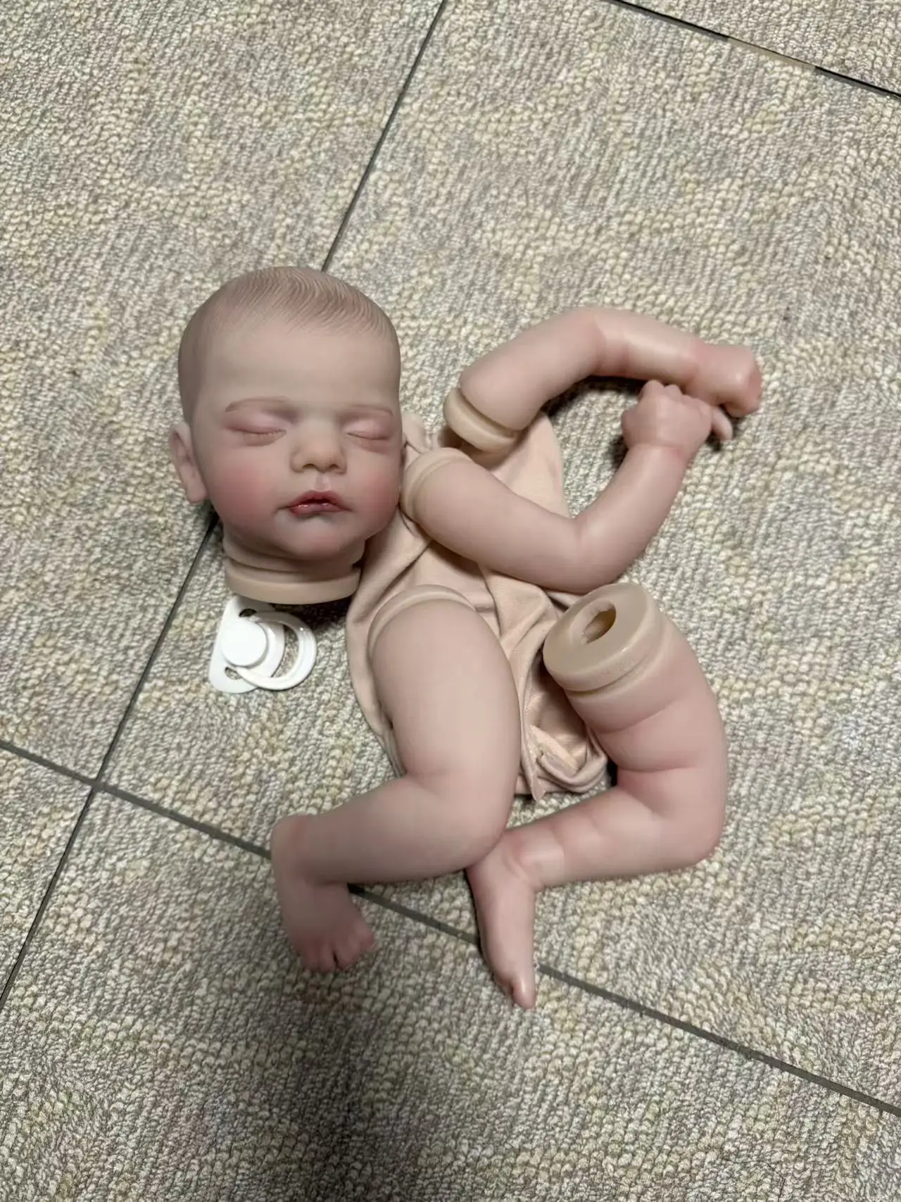 

17inch Already Painted Reborn Doll Kit Sam with Painted Hair and Implant Eyelashes DIY Doll Parts Handmade Bebe Reborn Kit