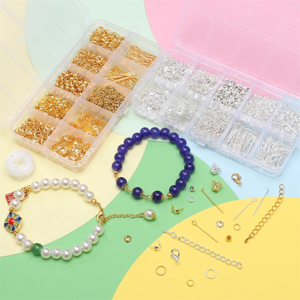Best-Selling 10-Grid Alloy Stainless Steel Chain Kit - Jewelry Making Materials for Bracelets Earrings Accessories Approx 820pcs
