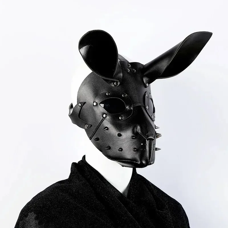 DY20Bunny Masque Halloween Masque tridimensionnel Steampunk lapin carnaval Masque en cuir PU lapin Cosplay masques 3D lapin Masque