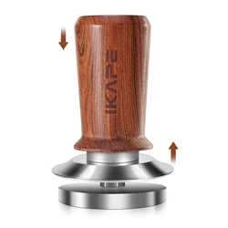 Tamper de madeira expresso IKAPE V3, adulteração de café calibrada com mola e aço inoxidável premium, adulteração com cabo de madeira de nogueira