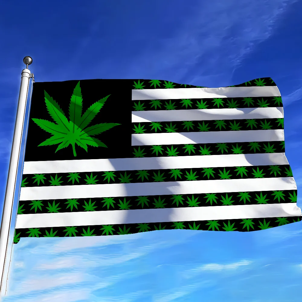 Green 7 Point Weed USA flag Tapestries Outdoor Parties Bedrooms Living Rooms Dorm Rooms Wall Decor Banners Gifts