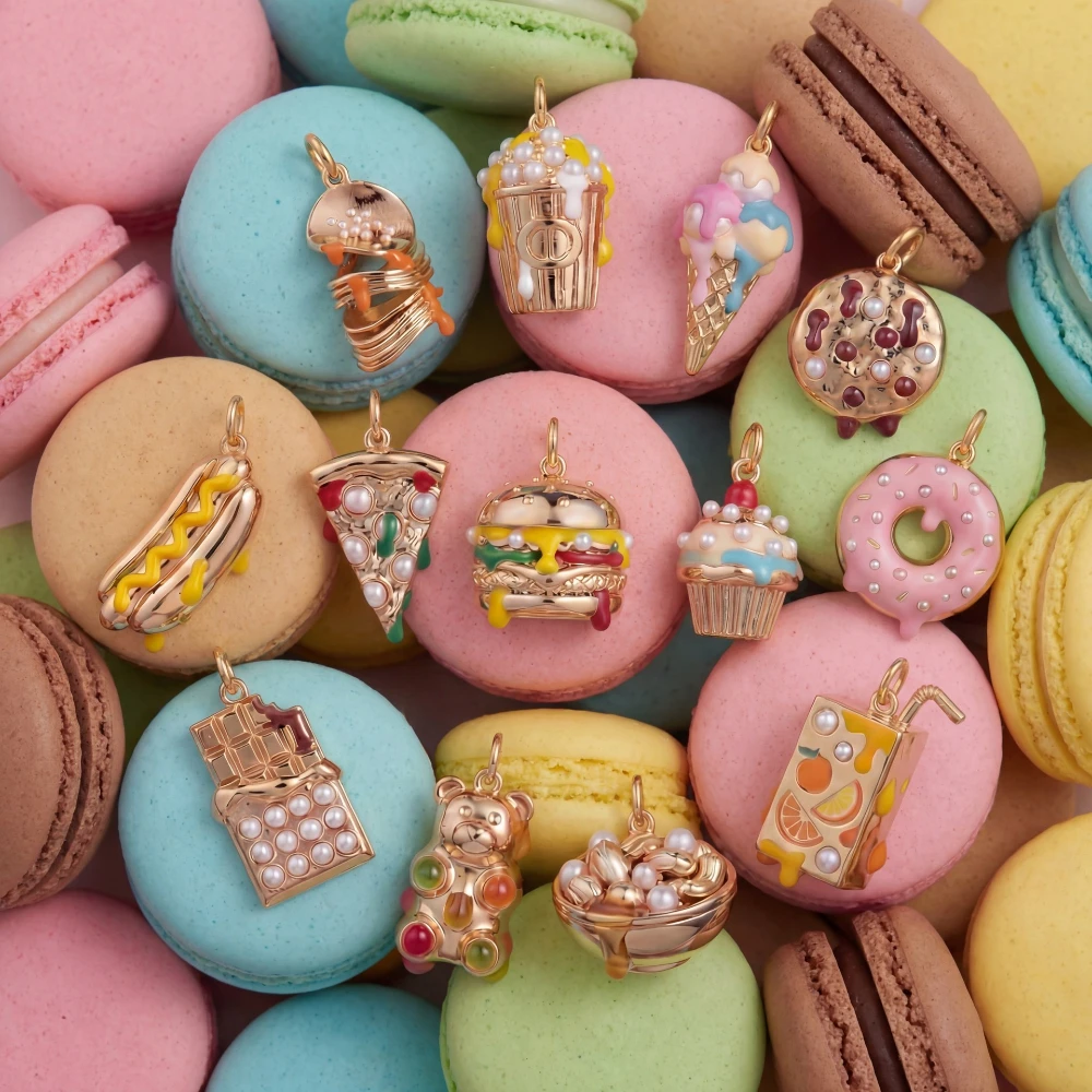 Neue frische und süße Dessert-Serie: Kartoffelchips, Eiscreme, Hot Dog DIY-Anhänger für Schmuck – Detail 2