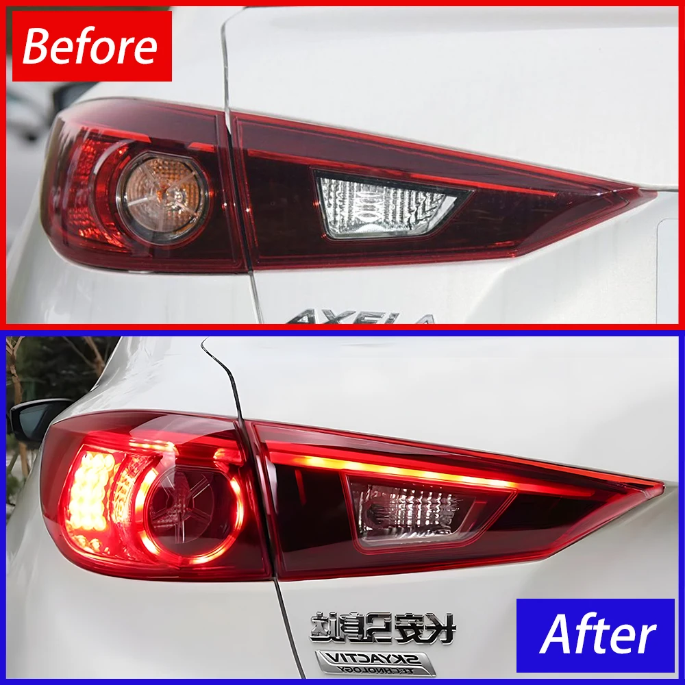 Car Taillights Assembly For Mazda 3 Axela 2014-2018 LED Auto Rear Back Lamps Upgrade Highlight Flashing Taillight Accessories