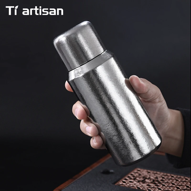 Tiartisan 380ML/ 500ML Titanium Magnetic Lid Thermos Water Bottle Outdoor Portable Vaccum Insulated Bottle With Tea Infuser