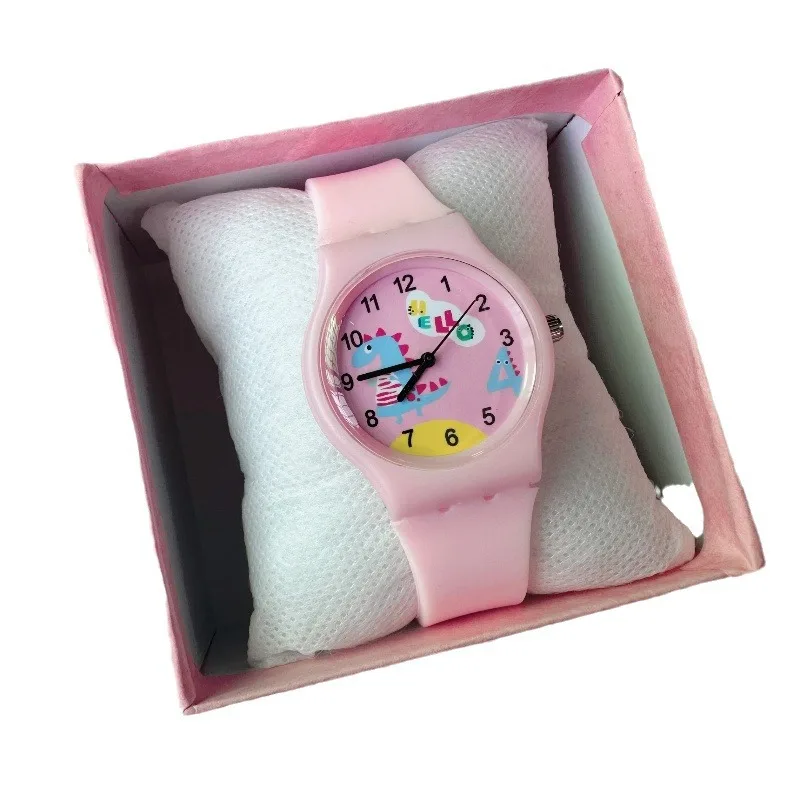 Muslimate Watch Cartoon Little Dinosaur Student Children Watch Quartz Watch Pointer Candy Color