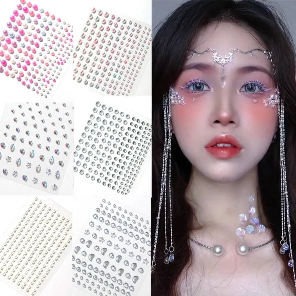 Autocollants en biscuits de diamants colorés pour le visage et le corps, bijoux en cristal, eye-liner, décalcomanies, ombre à barrage bricolage