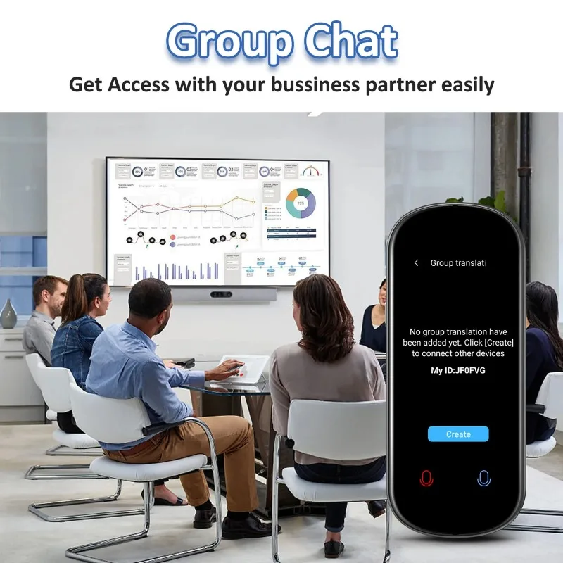 مترجم صوت AI محمول بشاشة لمس 3.1 بوصة مترجم في الوقت الحقيقي مع صورة تسجيل للسفر تعلم الاجتماع العلامة التجارية الجديدة