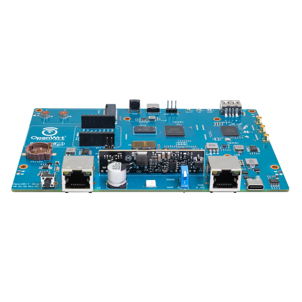 Banana Pi OpenWrt One Router Board MediaTek MT7981B Development Board Dual-band WiFI 6 Via MediaTek MT7976C 2.5GbE RJ45 Port