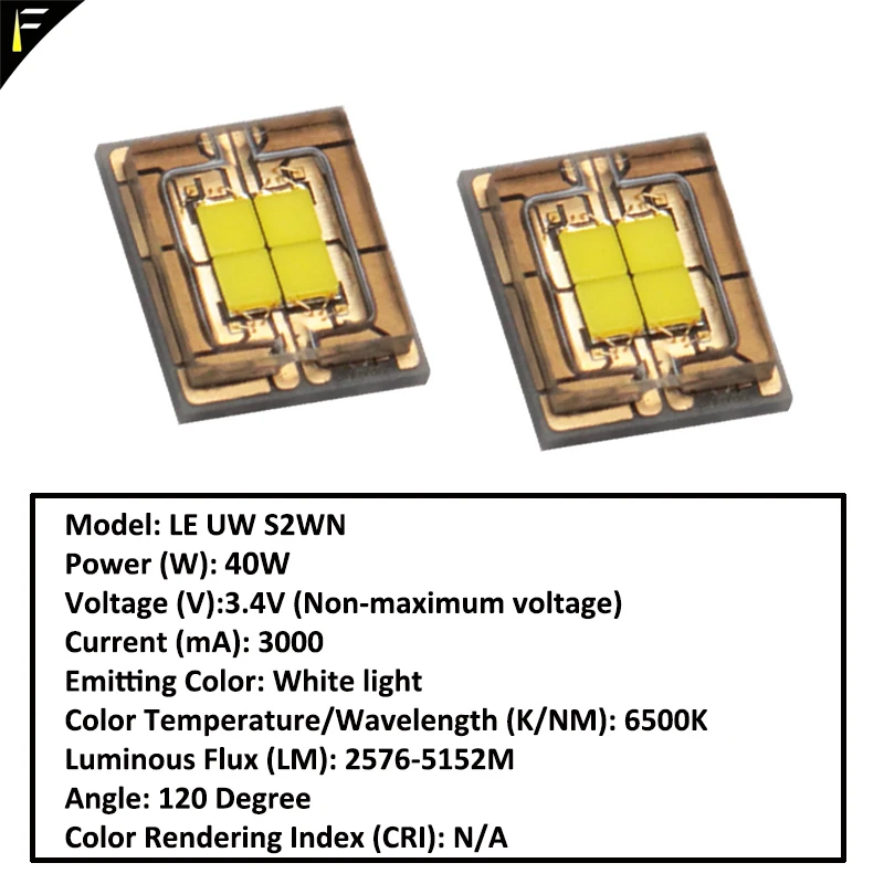 

2 шт. серии 5060 LE UW S2WP Белый свет 40 Вт 4-ядерные плоские светодиодные чипы Sourcer для сценического освещения/проектора