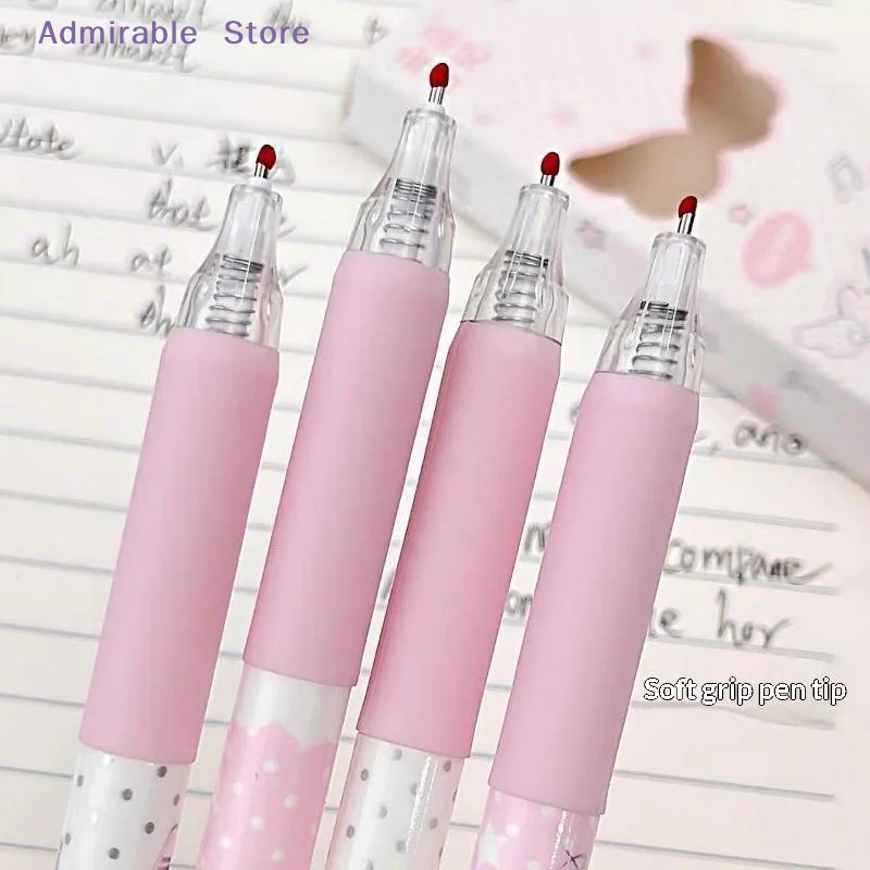 wAngel Wings Press Pen Lovely Korean Ins Aesthetic Quick Drying Black ST Tip Fine Point Gel Pen for Teen Girls School Daily Use
