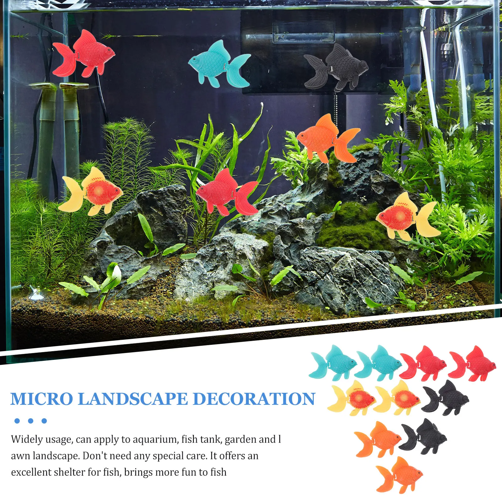 

Lifelike Artificial Goldfish Fake Fish Tank Decor Mini Size Durable Plastic Aquarium Props Child Learning Play Pet Supplies