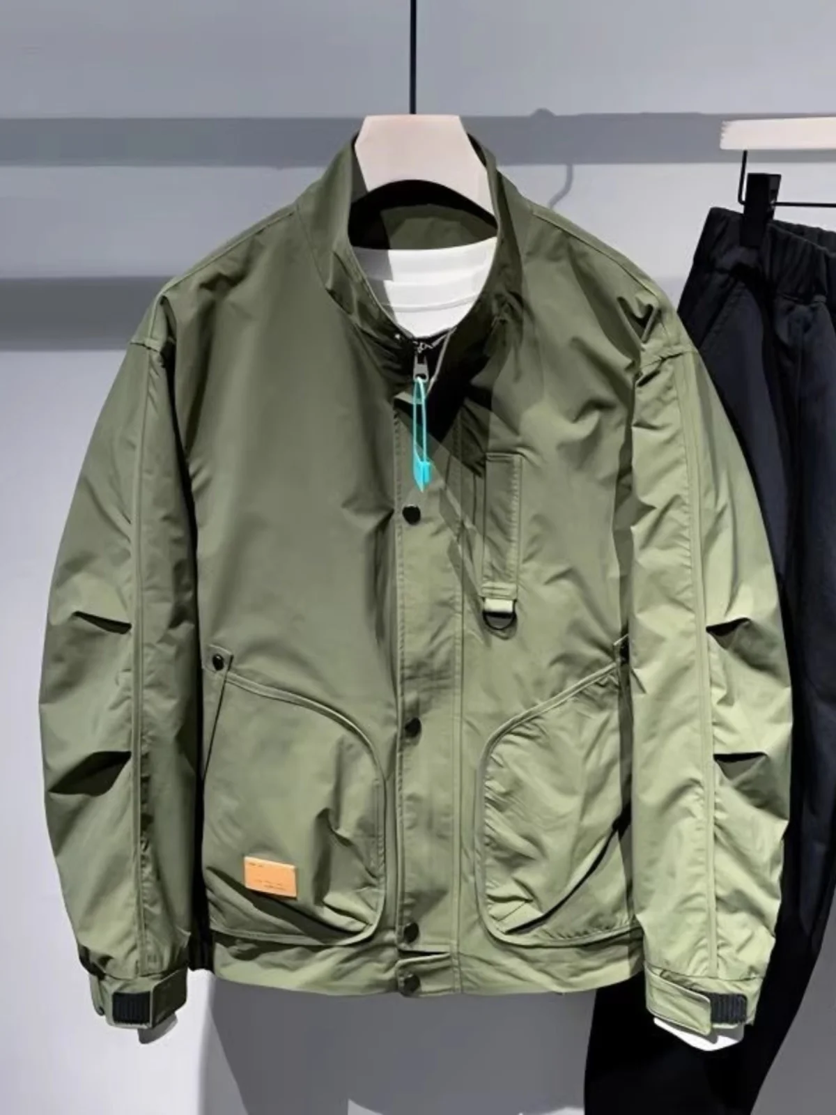 

Spring Autumn Men's Loose Casual Faionable Jaet Stand Collar Workwear Youthful Attractive Outerwear for Teenagers