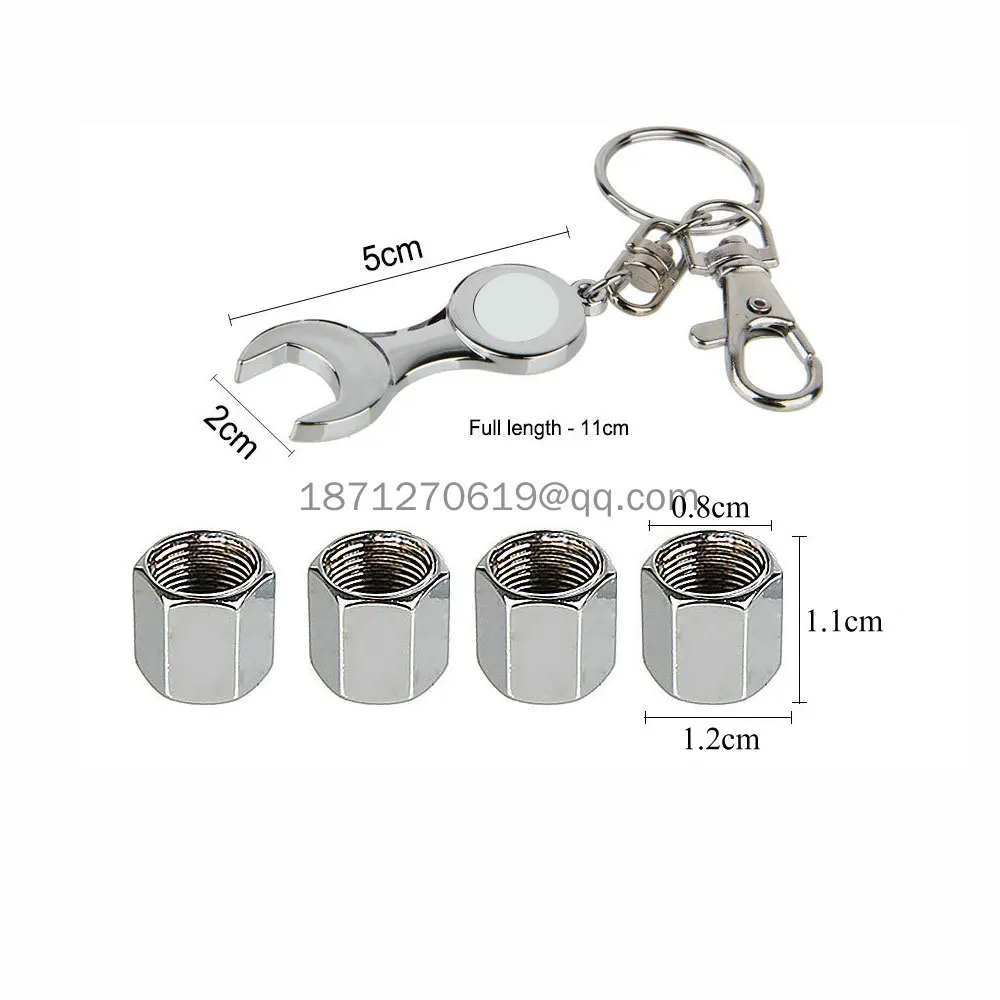 5Pcs/Set Universal Aluminum Alloy Metal Valve Mouth Cap With Small Wrench Keychain Car Valve Core Cover Cap Upgrade For Toyota