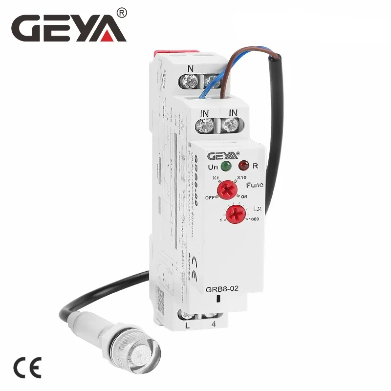 GEYA-interruptor crepúsculo GRB8-01, Sensor de Farola, carril Din, relé Modular, conmutación automática, 16A, AC110V-240V/02