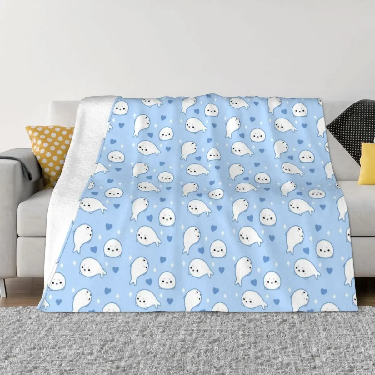 Cute Harp Seals Throw Blanket blankets ands fluffy Multi-Purpose Thins Blankets