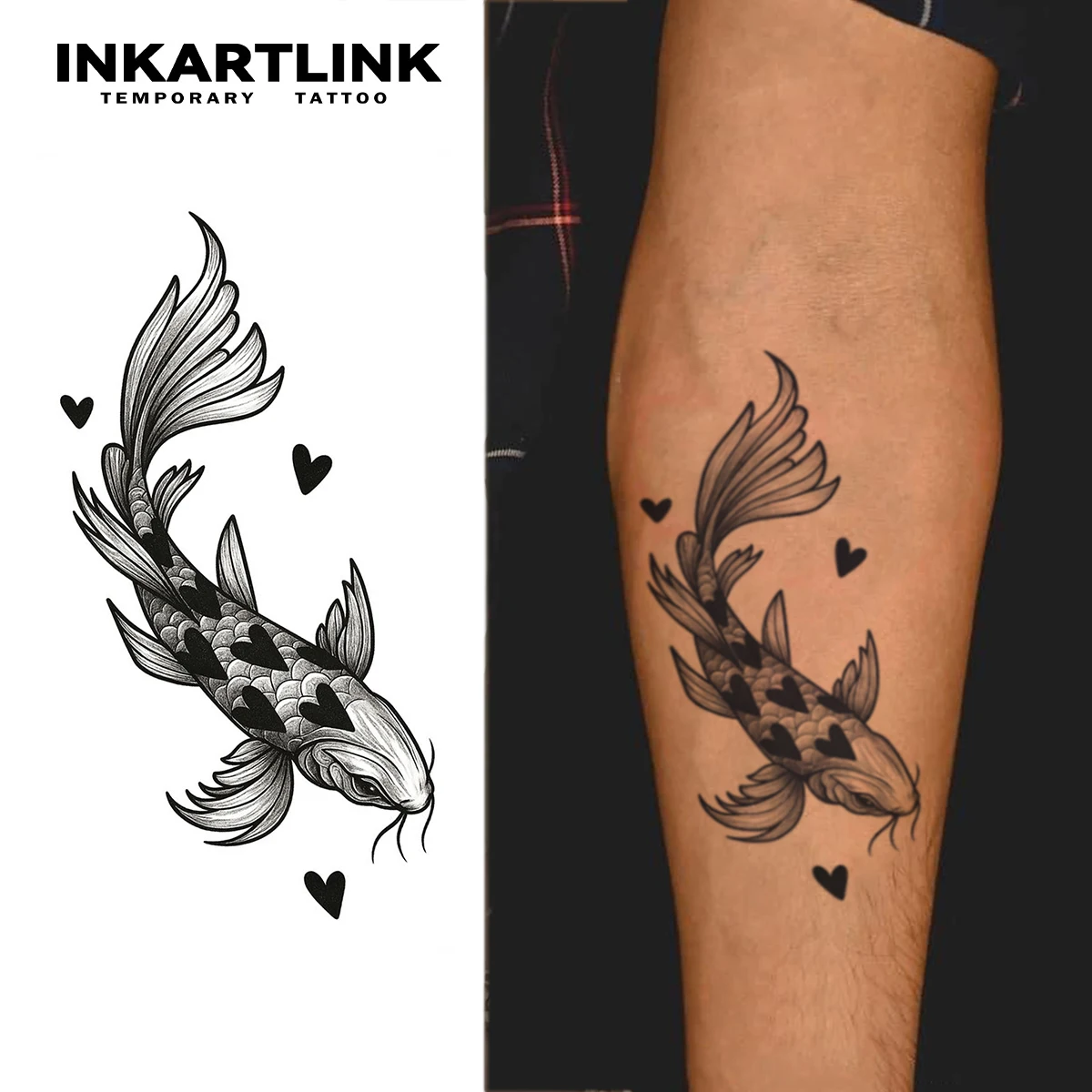 INKARTLINK Love Goldfish Juice Tattoo Patch Waterproof Conti