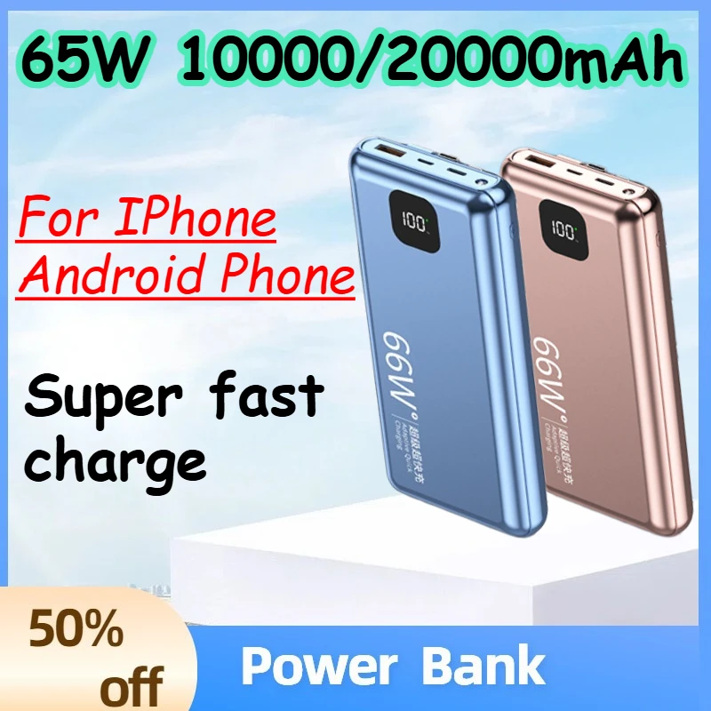 

(CCC)65W 10000/20000mAh Power Bank for IPhone Android Phone Super Fast Charging Power Bank with Built-in Cable