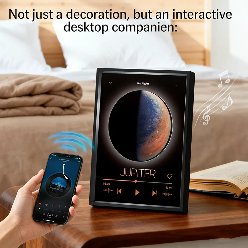 

Creative Rotating Turntable Bluetooth Speaker with White Noise, TF Card, Multifunctional Desktop Ornaments Atmosphere Lamp Gift