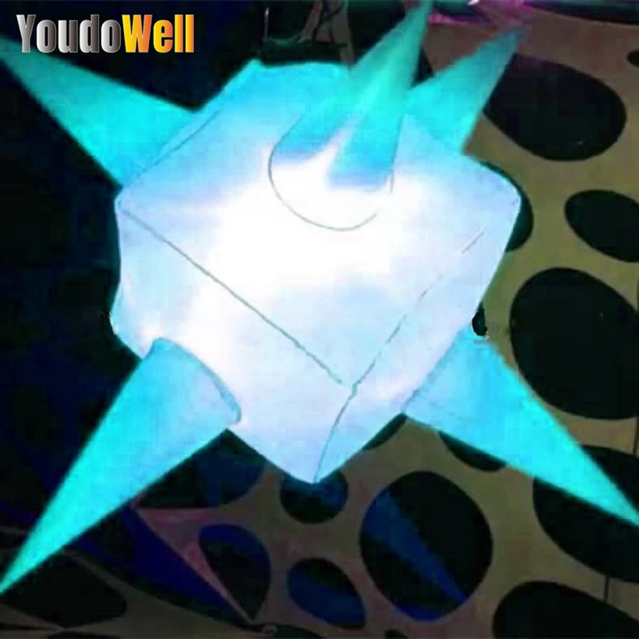 Colorful Square Pointed Ball Inflatable Straight Cone Model High Quality with LED Light Suitable for Stage Performances