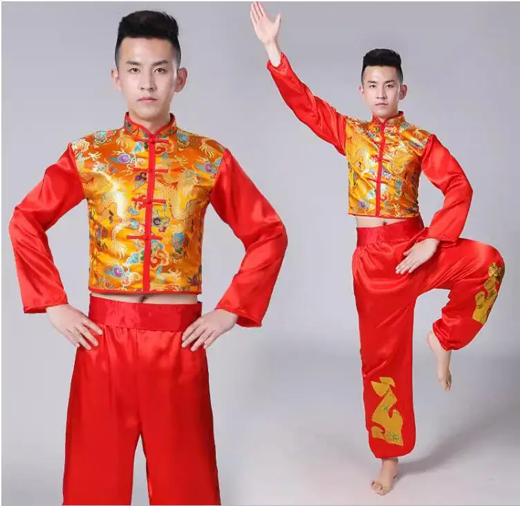 Adult Yangko Costume, Ethnic Style, Drum and Fan Dance, Chinese Style Dragon Dance