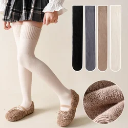 1 Pair Warm Autumn Knee High Sock for Kids Simplicity Solid Color Legging Stocking Sock Spring Soft Cotton Children's Sock