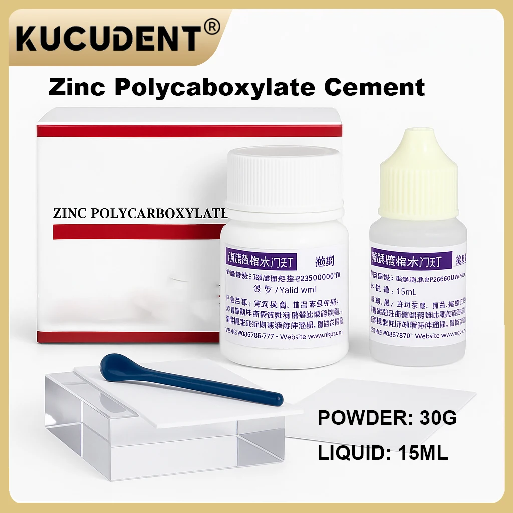 Dental-Zink-Polycarboxylat-Zement-Set – 15 ml flüssiges + 30 g Pulver für permanentes Kronen- und Brückenpflege (extra stark)