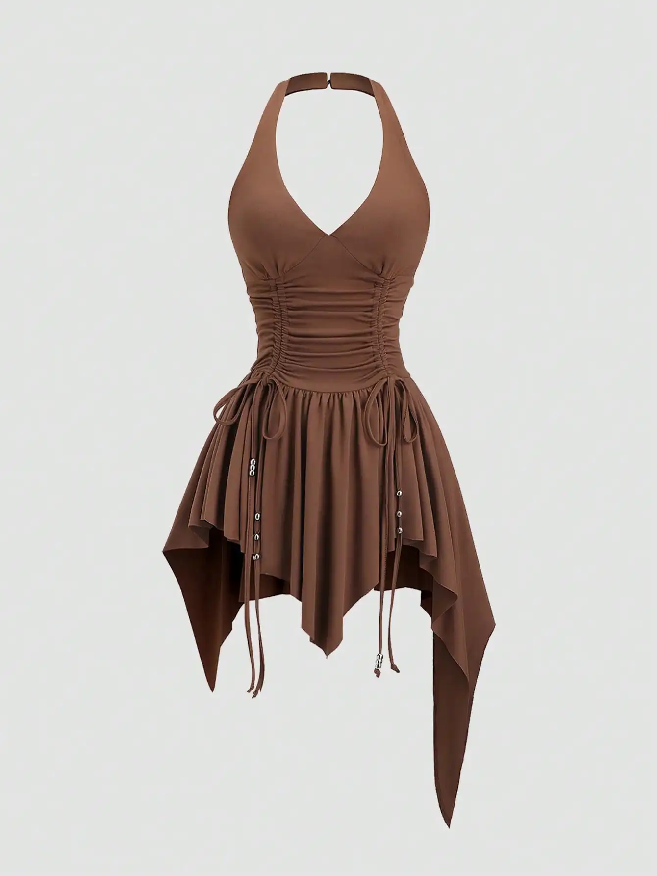 Sweetra Wasteland Vintage Style Punk asymétrique taille cintrée couleur Mauve conception Unique femmes Mini robe