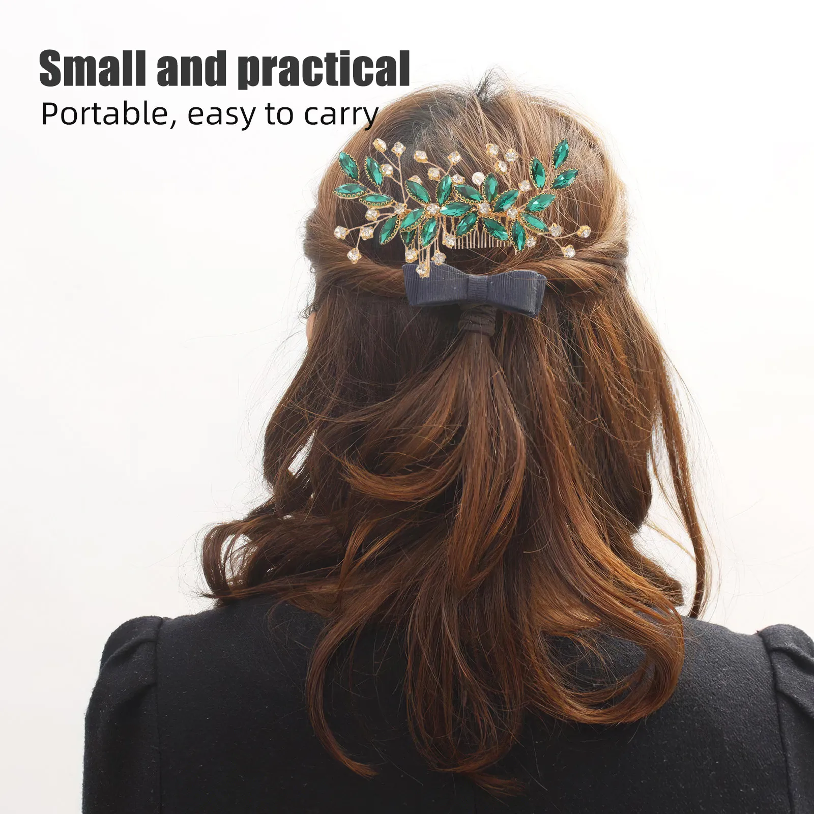 Sparkling Blue Crystal Wedding Hair Comb Bridal Rhinestone Hairpiece Stable Fit Styling Comb for Special Event Hair