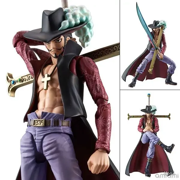 In Stock Original MegaHouse Variable Action Heroes VAH Dracule Mihawk ONE PIECE Anime Figure Model Collectible Action Toys Gifts