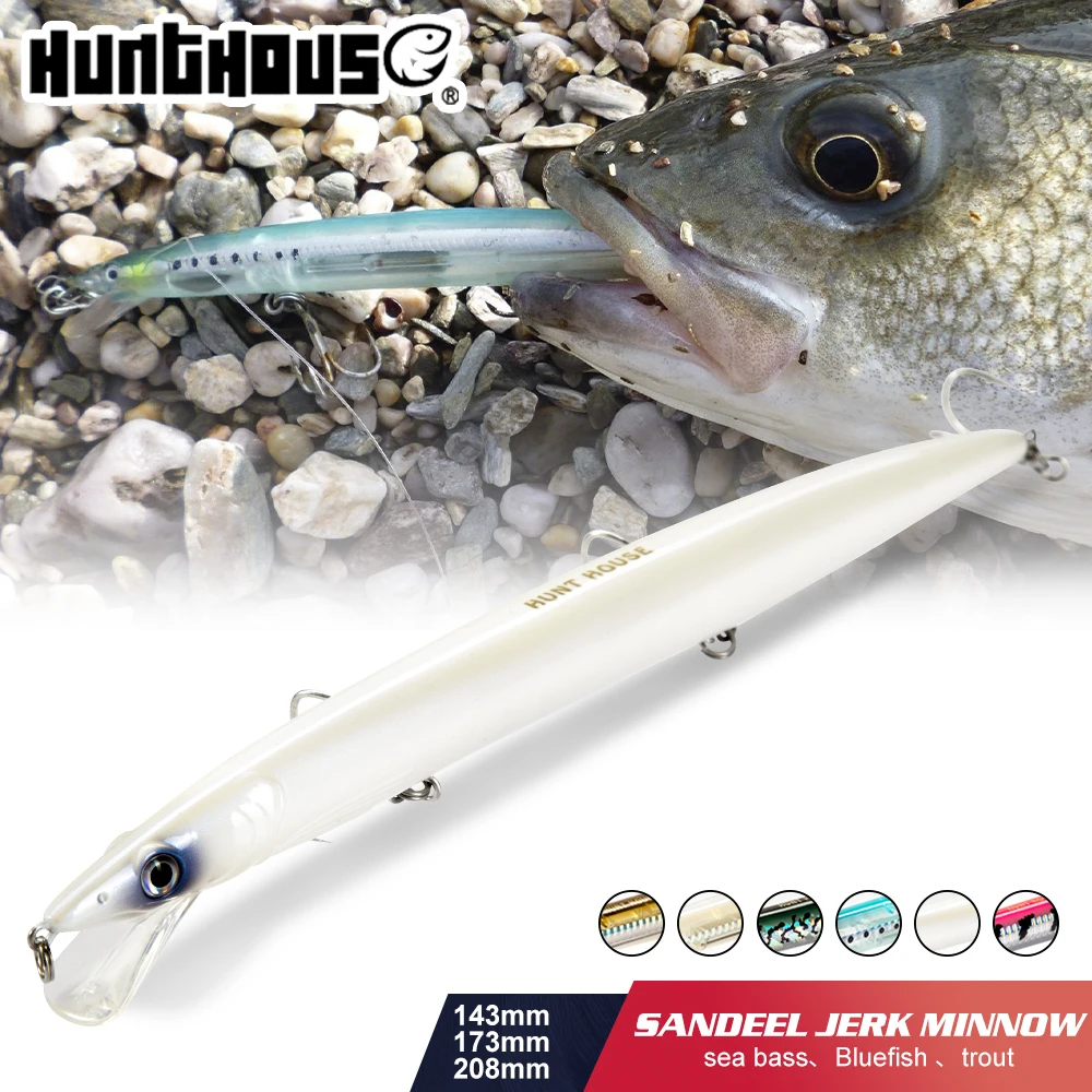 Hunthouse Schwimmender Minnow-Angelköder 143 mm 14 g Sandeel Jerkbait Wobbler Minnow Biat Angelgerät für Seebarsch Hecht LW402