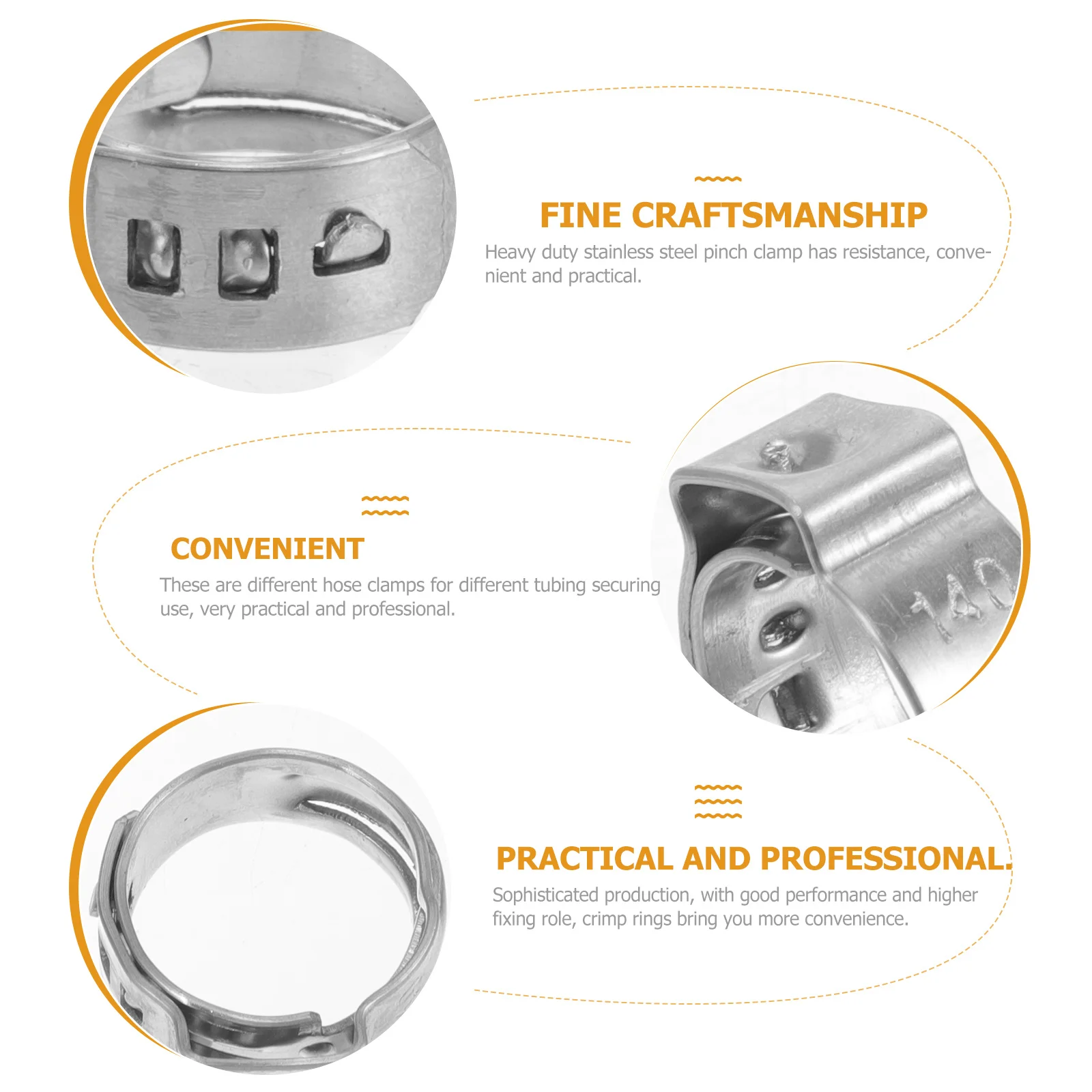 

50 шт., зажимы из нержавеющей стали Pex, прочные зажимы для ушных трубок, сверхмощные обжимные кольца для шланга, топливопровода, воды