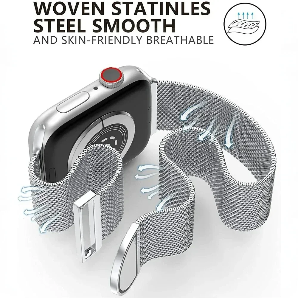 Milanese Strap for iWatch Band 46mm 42mm 45mm 41mm 44mm 40mm 49mm Bracelet iWatch Series 10 Strap 9 8 7 6 5 4 SE Sport Band