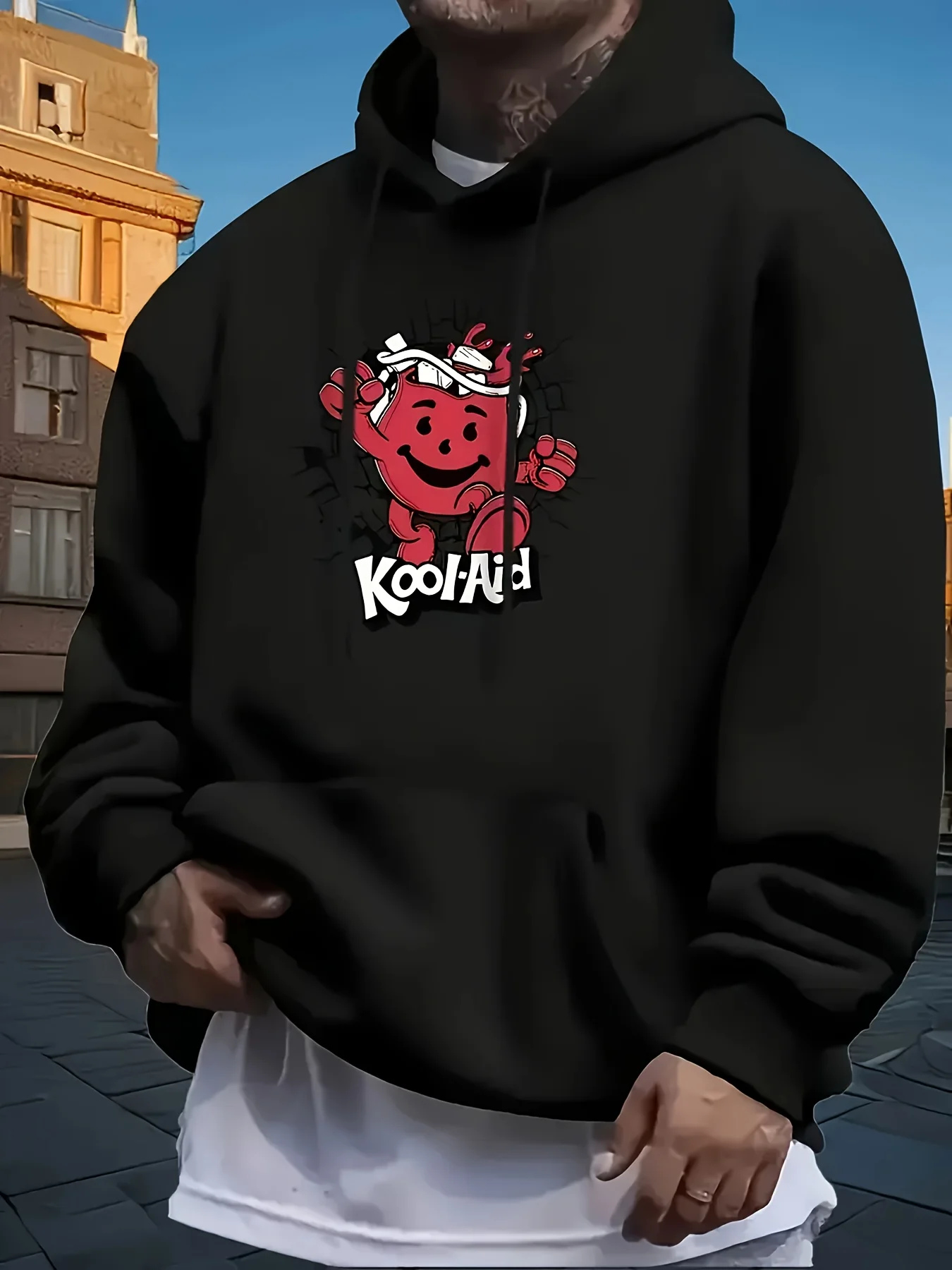 سترة بغطاء للرأس للرجال من Retro Kool Aid للرجال - سترة كلاسيكية للحنين من الثمانينيات، سترة بقلنسوة فضفاضة #1