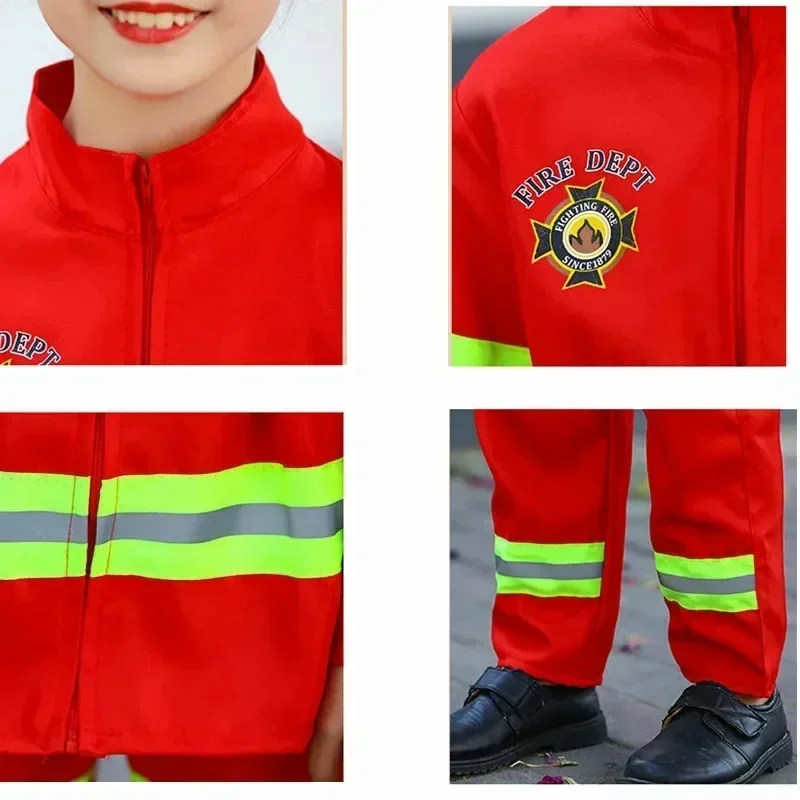 Bambini Pompiere Halloween Cosplay Uniforme Giocattoli Bambini Sam Vigili del fuoco Ruolo Abbigliamento da lavoro Vestito Ragazzo Ragazza Performance Costumi da festa