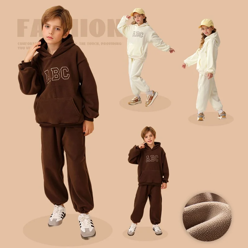 

Winter Baby Girls Boys Embroidered Alphabet Workout Sweatshirt+Sweatpant School Kids Tracksuit Child Outfit Jogger Set 1-10Years