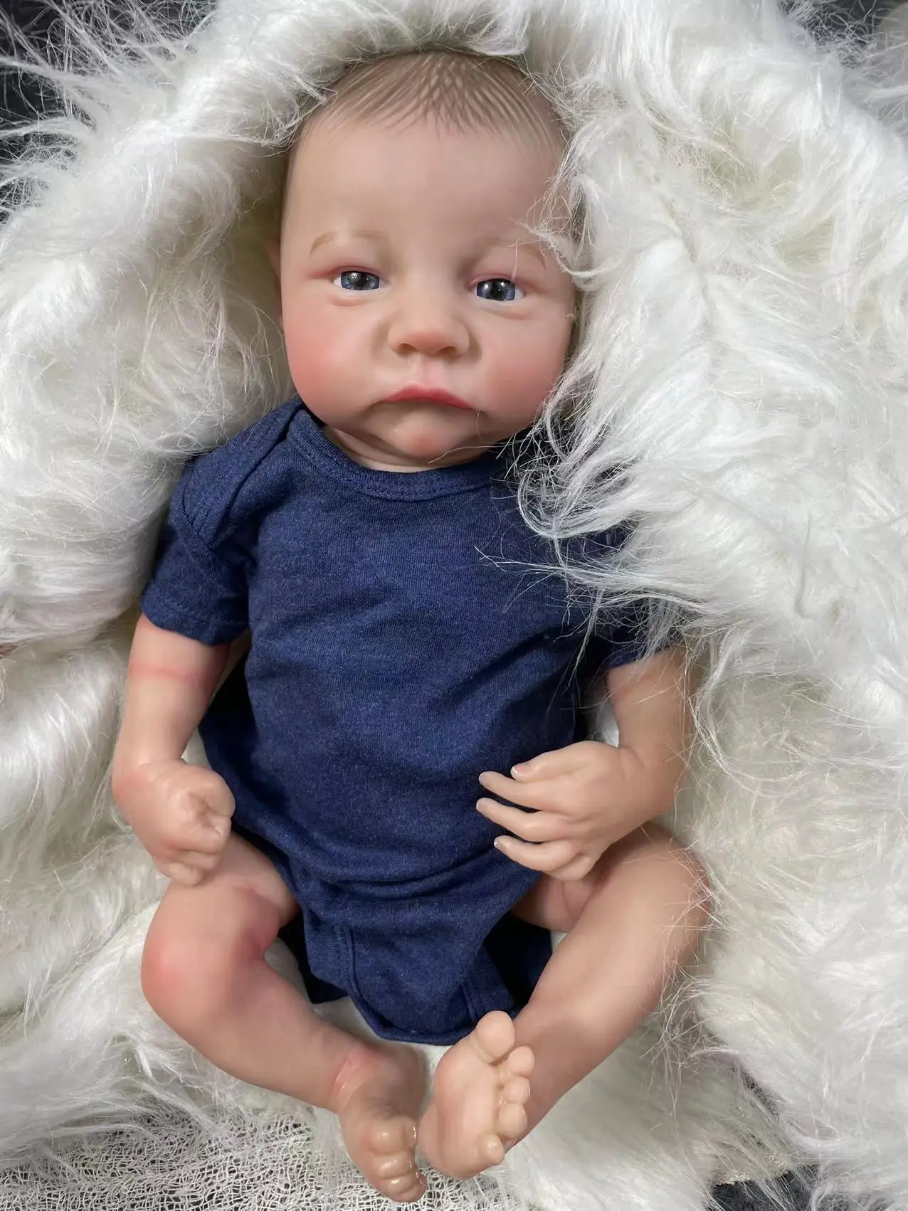 

19inch Levi Soft Cloth Body Reborn Baby Doll Lifelike Multiple Layers Painting 3D Skin Visible Veins Collectible Art Doll