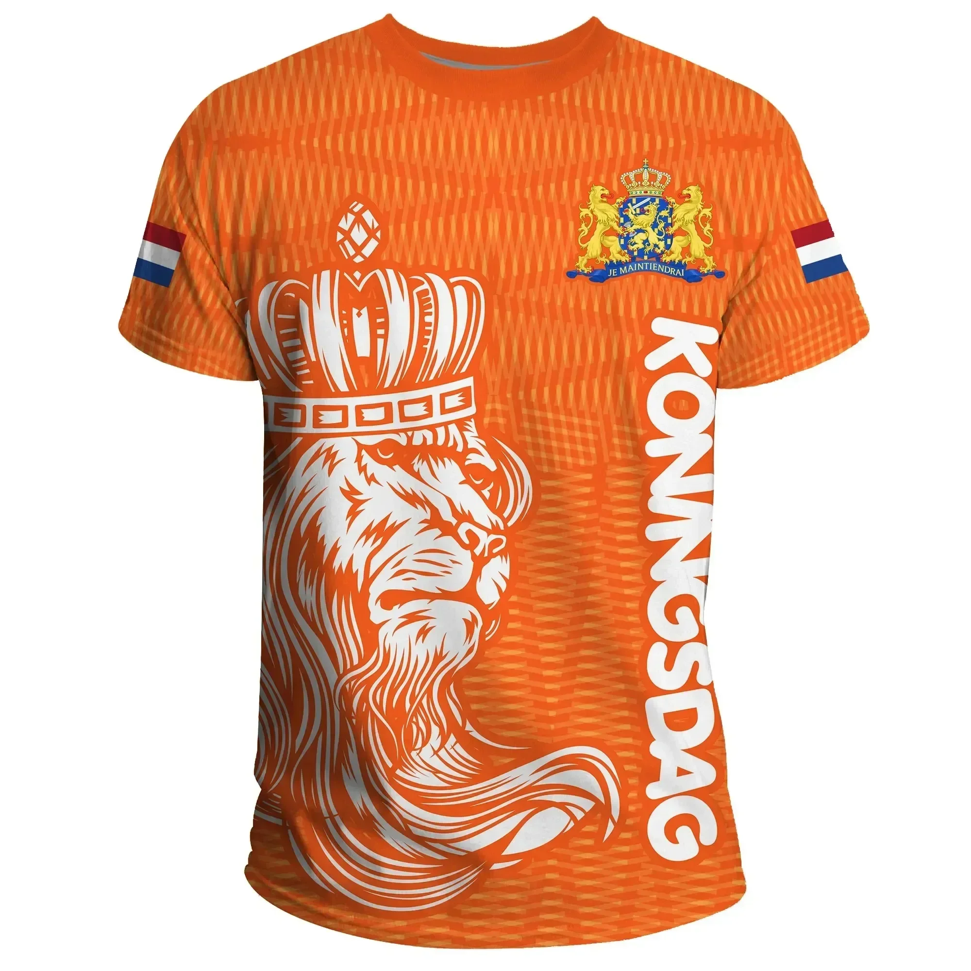 

Netherlands Men T-Shirt Netherlands National Emblem Flag 3D Print Unisex Fashion O-Neck Top Oversized Loose Hip Hop Short Sleeve