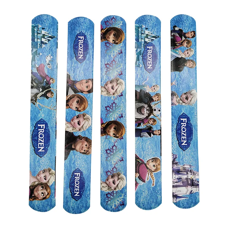 12PCS Kids Happy Birthday Party Favor Princess Frozen Elsa Anna Slap Bracelet Party Gift Souvenir Cute Giveaway