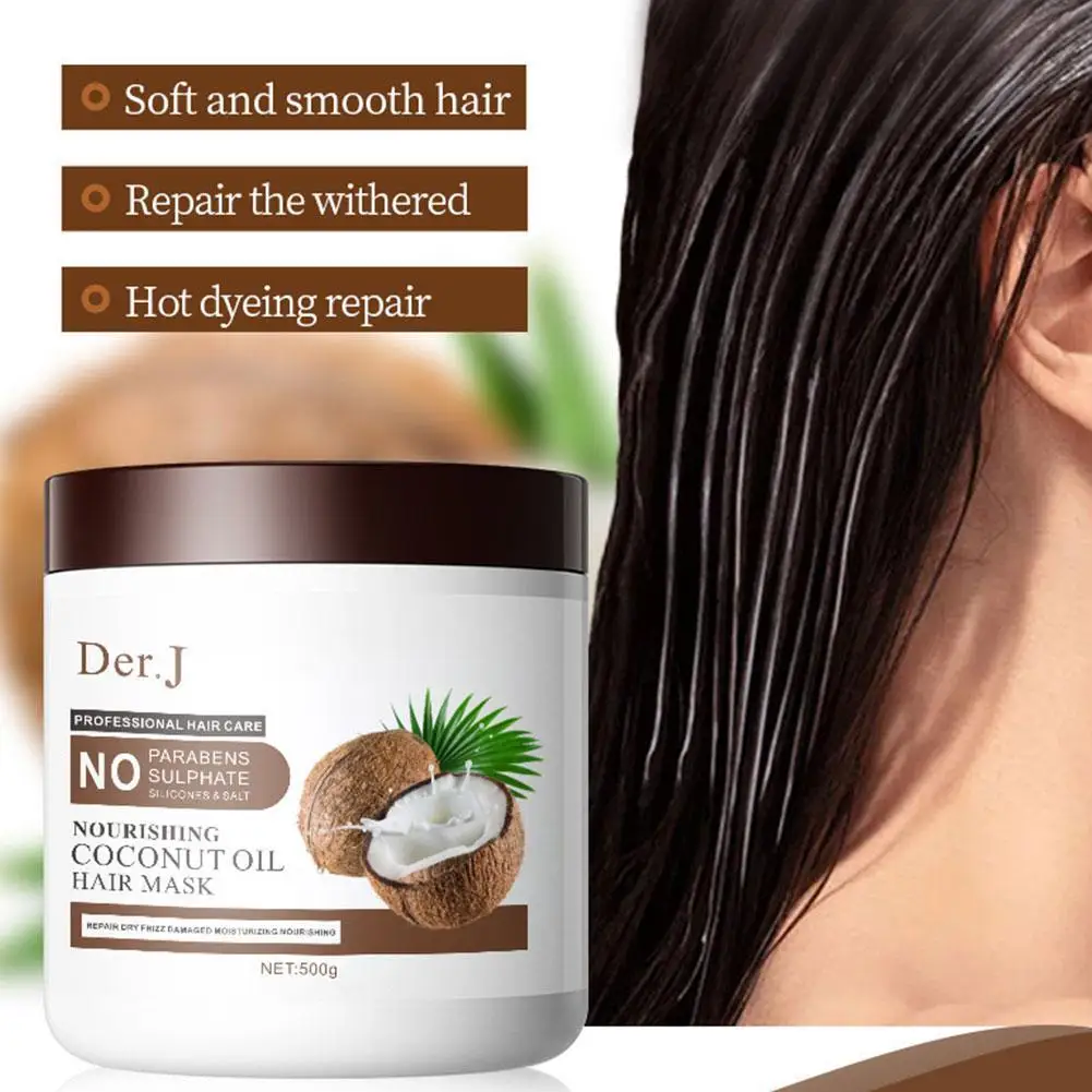 

Coconut Oil Hair Mask Smoothing Treatments Cream For Permed And Colored Frizzy Hair Keratin Damage Repair Masks Care Products