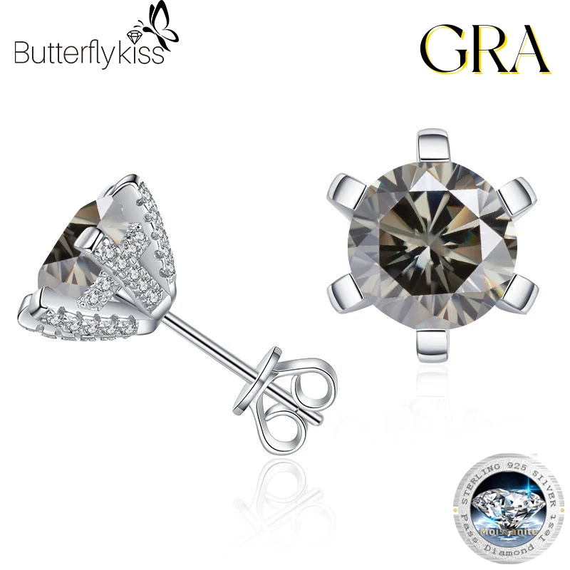 butterflykiss moissanite brincos de pedras preciosas para mulheres solido 925 prata esterlina solitario joias finas nova chegada 04 ct 01