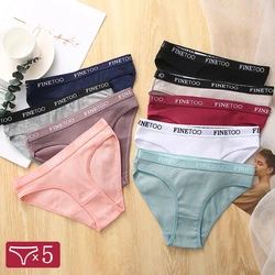 5Pcs/Set M-2XL Women Cotton Briefs Ladies Plus Size Panties Low Rise Letter Underwear Female Solid Color Girl Intimates Lingerie