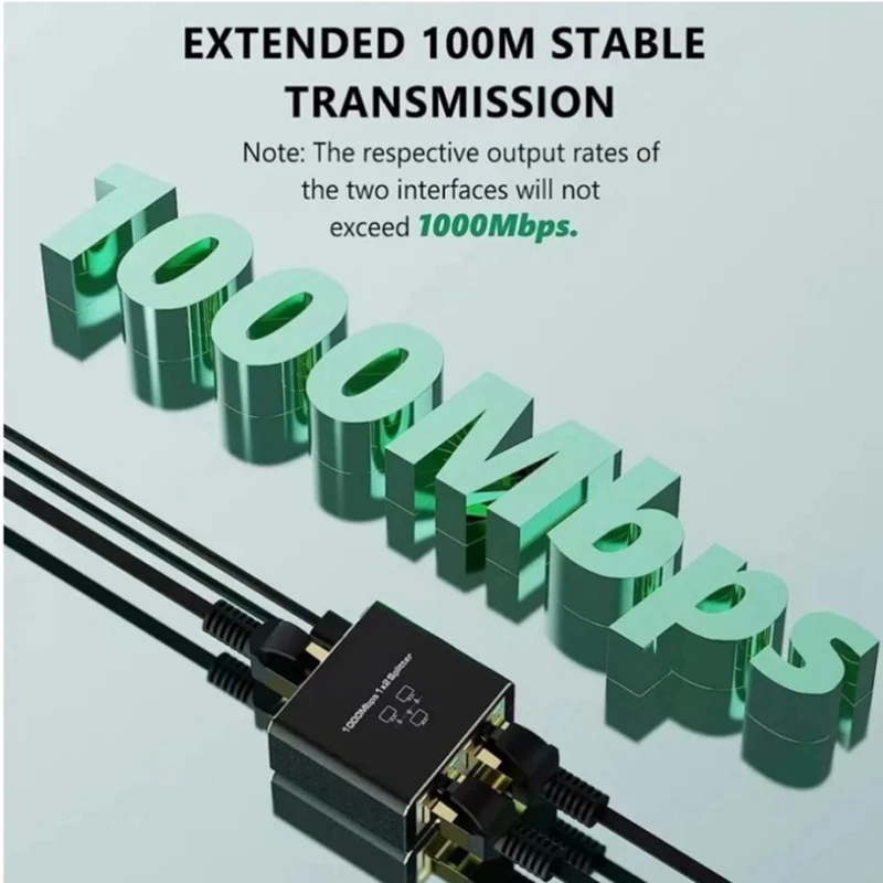 Network Splitter 1 To 2 Ethernet Splitter For 2 PC Laptop RJ45 Connector RJ45 Splitter 1 In 2 Out Ethernet Splitter