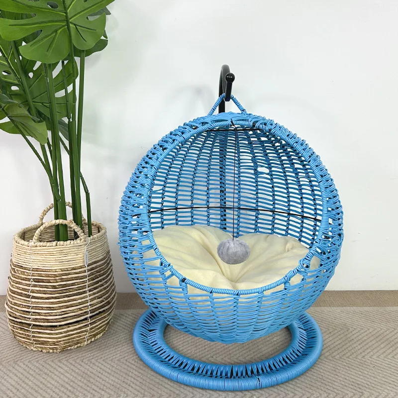 Cat nest rattan weaving four seasons universal cat litter box cradle summer hammock semi-enclosed pet nest cat cage villa dog ke