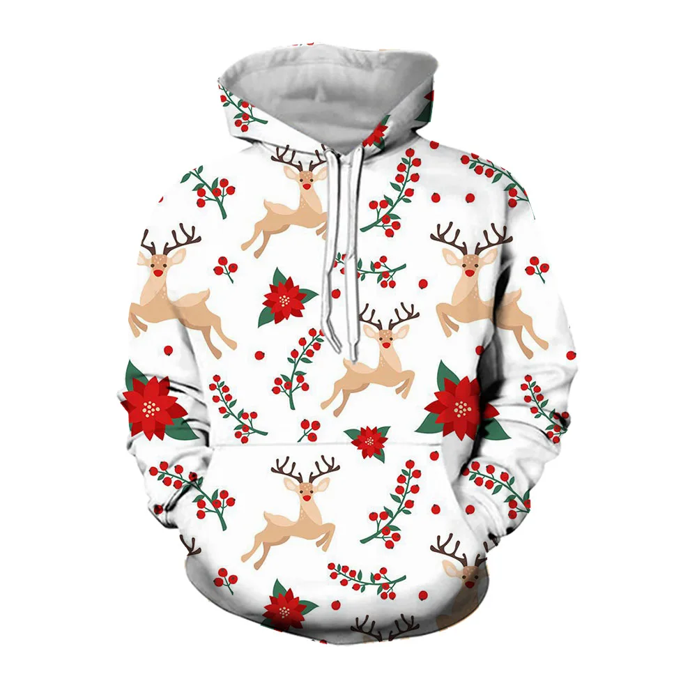 

Jumeast 3D Christmas Animal Printed Elk Graphic Hoodie Cottagecore Oversized Men Hoodies Fashion Vintage Y2K Streetwear Clothing