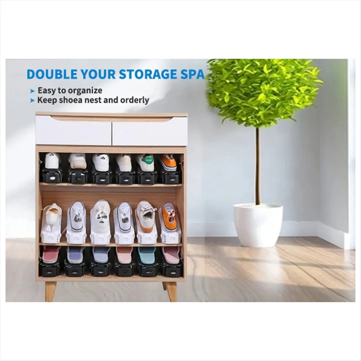New 12 Pack Shoe Slots Organizer Shoe Storage Shoe Space Savers 50%, 4 Levels Adjustable Shoe Rack