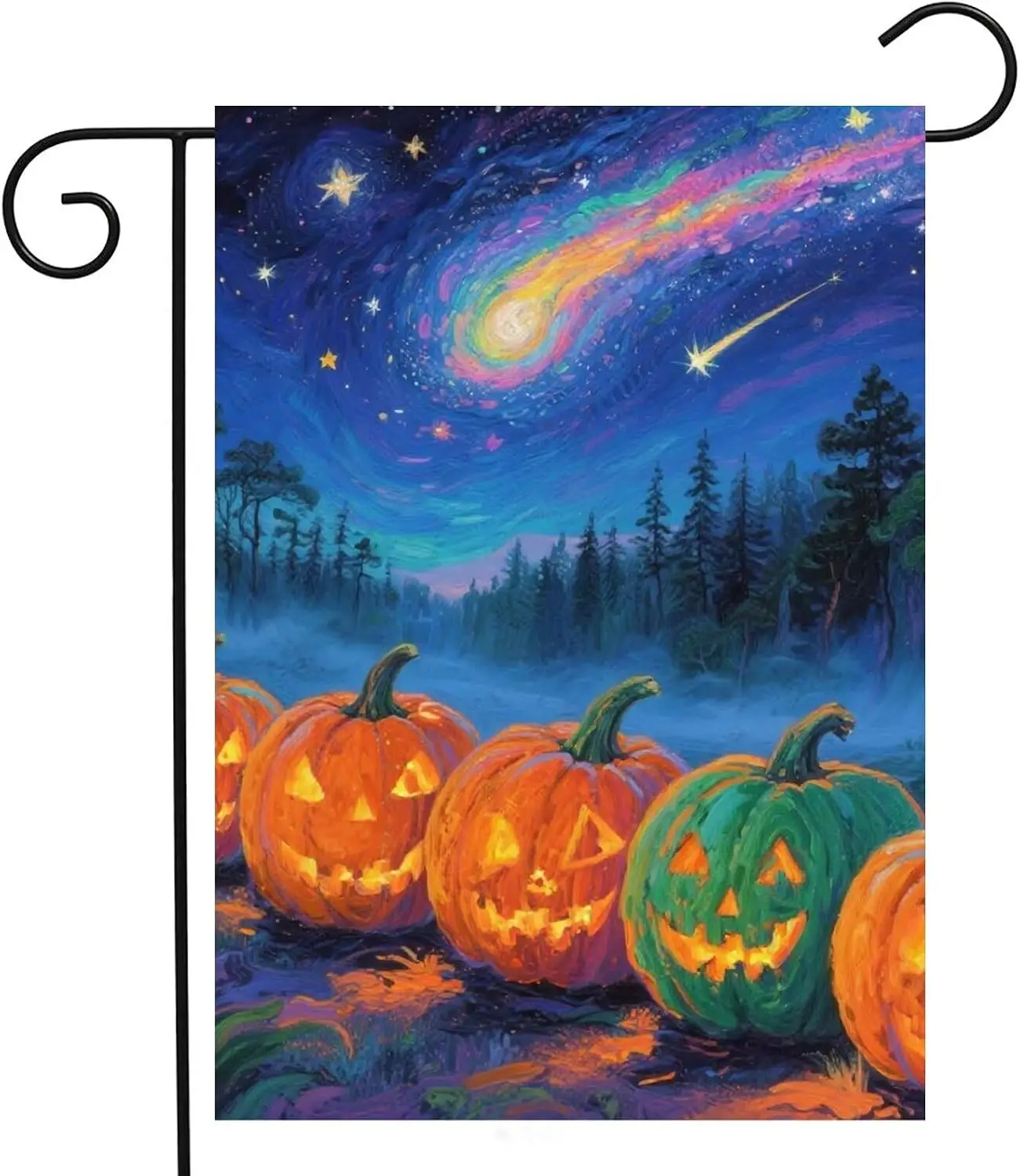 Halloween Jack O Lantern Pumpkins Starry Night Forest Holiday Garden Yard Flag 12