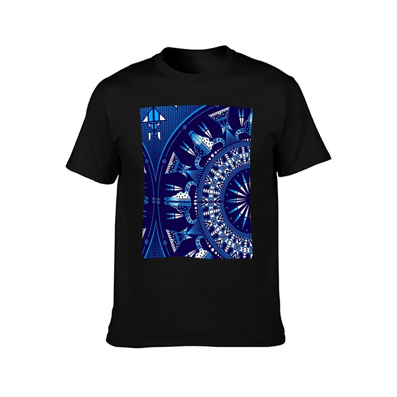 Buffalo Gathering Blue T-Shirt Minimal Art Print T-Shirt