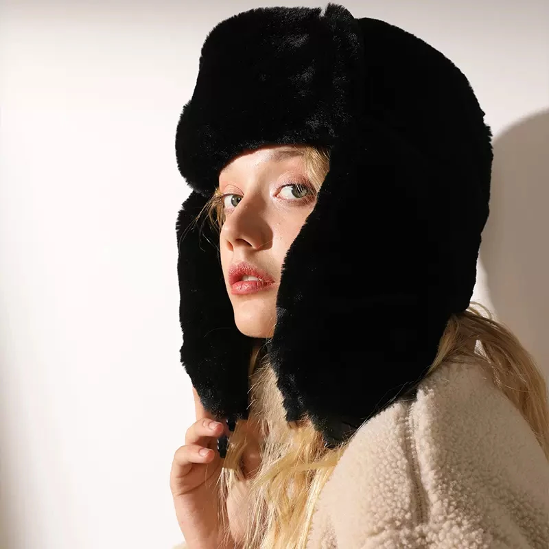 Women's Hat Winter HaTt Ushanka Hat for Female Thicken Cold Cap Warm Hat Windbreak Hat Warm Hat Pilot Cap Hat with Earflaps