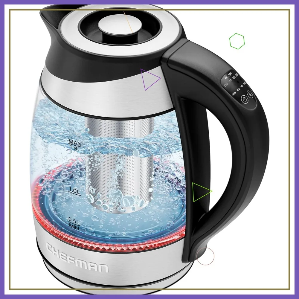 

Electric Kettle with Temperature Control, 5 Presets LED Indicator, Removable Tea Infuser, Glass & Stainless Steel, 1.8L