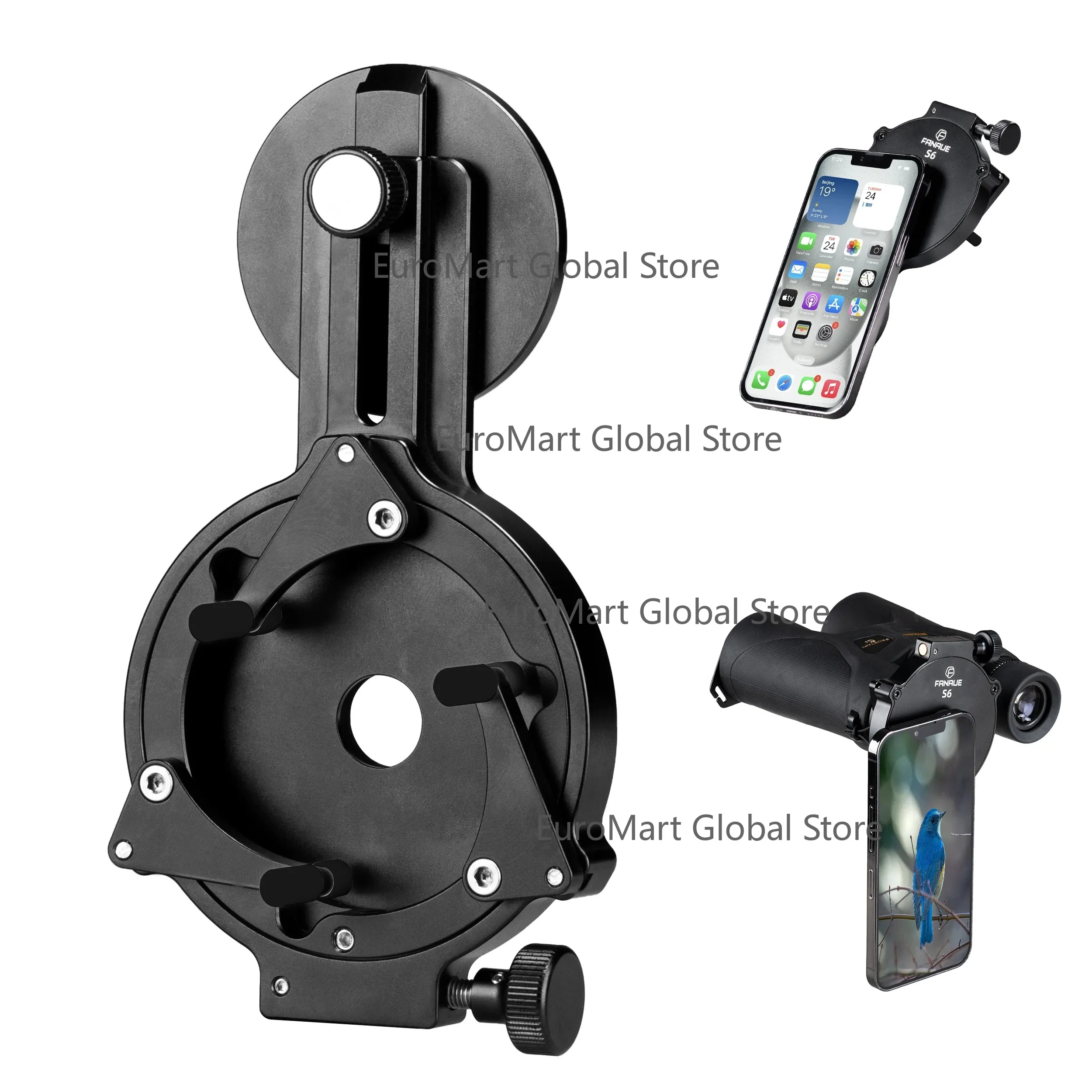

S06 Universal Smartphone Digiscoping Adapter Aluminum Alloy Mount for Binoculars and Spotting Scope